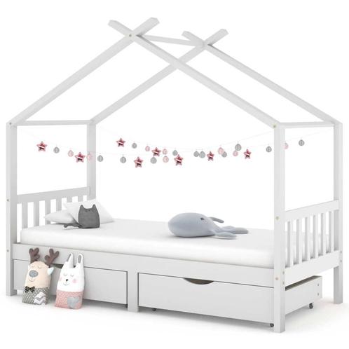 vidaXL Kinderbedframe met lades massief grenenhout 90x200 cm, Kinderen en Baby's, Kinderkamer | Bedden, Nieuw, Verzenden