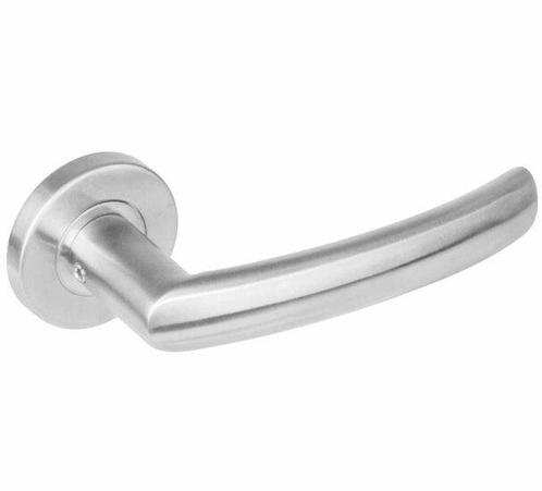 Intersteel enkele deurkruk Blok rechts op rond rozet RVS, Doe-het-zelf en Bouw, Hang- en Sluitwerk, Ophalen of Verzenden
