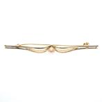 Bicolor gouden broche met parel (zoetwater parel, witgoud), Gebruikt, Overige kleuren, Ophalen of Verzenden, Met edelsteen