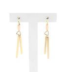 Bicolor gouden lange staafjes oorbellen (vintage) (vintage), Ophalen of Verzenden, Gebruikt, Overige kleuren, Goud