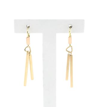 Bicolor gouden lange staafjes oorbellen (vintage) (vintage) beschikbaar voor biedingen