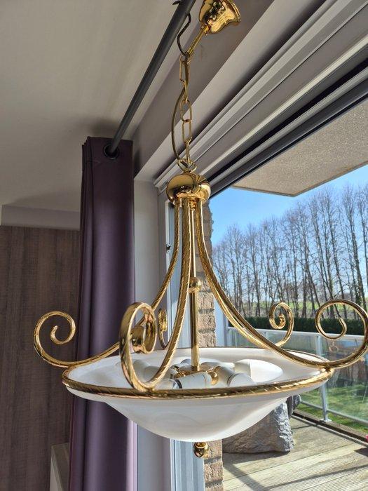 Lustre - Laiton, Verre - lustre, Antiquités & Art, Curiosités & Brocante