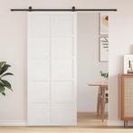 vidaXL Schuifdeur Wit 90 x 210 cm Massief grenenhout, Doe-het-zelf en Bouw, Deuren en Vliegenramen, Verzenden, Nieuw