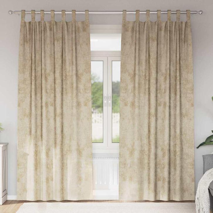 vidaXL Gordijn met gordijnen 2 pcs Crème 260 x 140 cm, Huis en Inrichting, Stoffering | Gordijnen en Lamellen, Nieuw, Verzenden