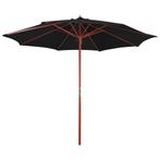 vidaXL Parasol met houten paal 300x258 cm zwart, Tuin en Terras, Verzenden, Nieuw