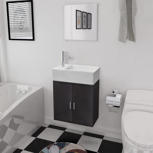 vidaXL Badkamermeubelset met wasbak zwart 3-dlg, Huis en Inrichting, Badkamer | Badkamermeubels, Nieuw, Verzenden