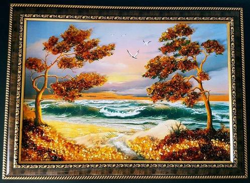 Ambre - Unique Amber picture Wall decoration -  Home, Verzamelen, Mineralen en Fossielen