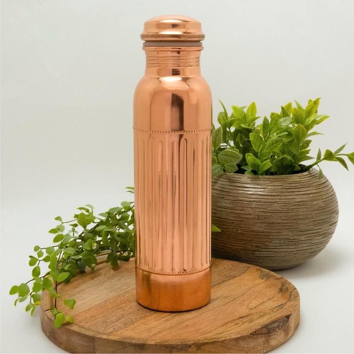 Puur koperen waterfles dot lining ± 950 ml, Sport en Fitness, Gezondheidsproducten en Wellness, Ophalen of Verzenden