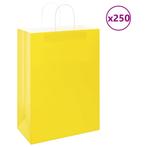 vidaXL Papieren zakken 250 st met hengsels 32x17x44 cm geel, Diversen, Cadeauverpakkingen, Verzenden, Nieuw