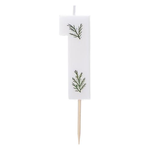 Witte Kaars 1 Jaar Gebladerd 5cm, Hobby en Vrije tijd, Feestartikelen, Nieuw, Verzenden