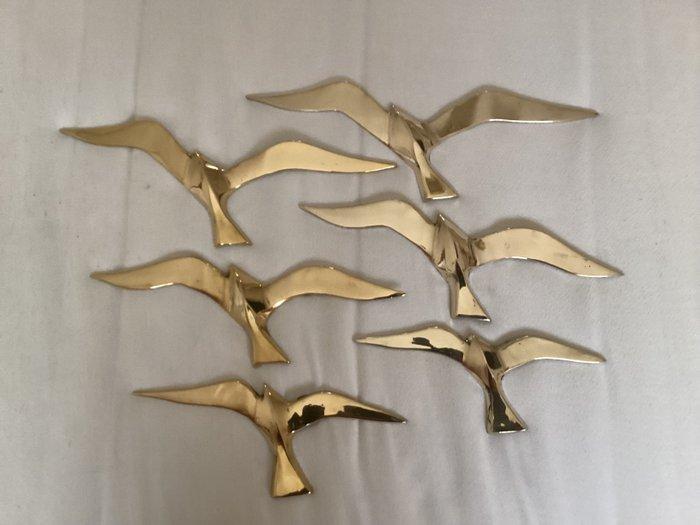 Wanddecoratie (6) - Stijl koperen messing vogels - Abstract, Antiek en Kunst, Curiosa en Brocante