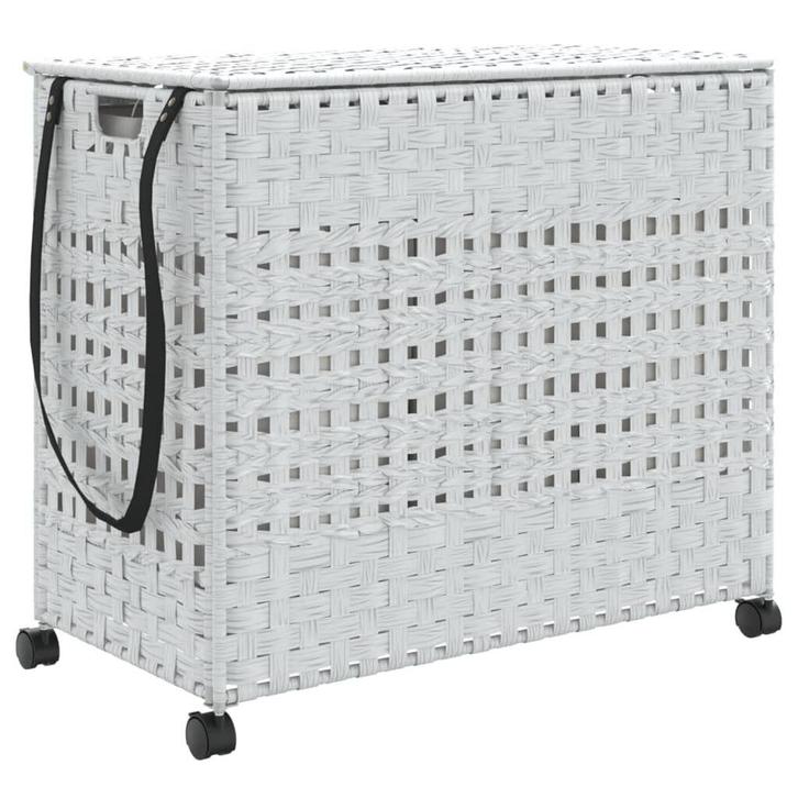 3 Vakken Wasmand | Tweede Kansje Rattan Wit | OP = OP!, Huis en Inrichting, Woonaccessoires | Schalen en Manden, Rechthoekig, Nieuw