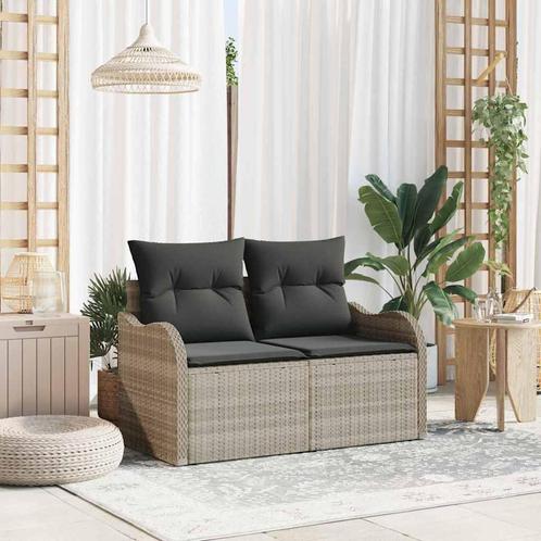 vidaXL Tuin Sofa met kussen Lichtgrijs 121 x 62 x 69cm poly, Tuin en Terras, Tuinsets en Loungesets, Nieuw, Verzenden