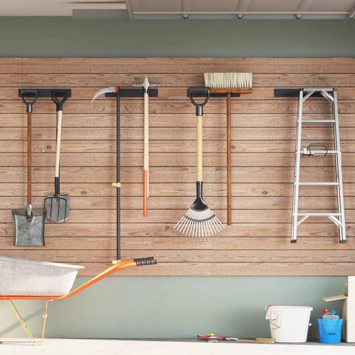 vidaXL Tuingereedschapsrekken 4 st wandmontage staal zwart, Doe-het-zelf en Bouw, Hang- en Sluitwerk, Nieuw, Verzenden