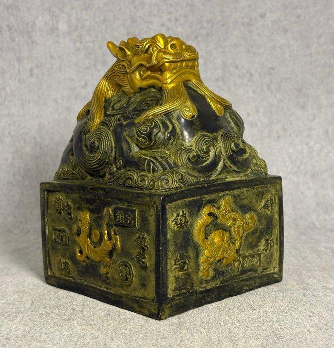 Zegel Draak met de vier Hemelse Beschermers - Brons - China, Antiquités & Art, Antiquités | Autres Antiquités