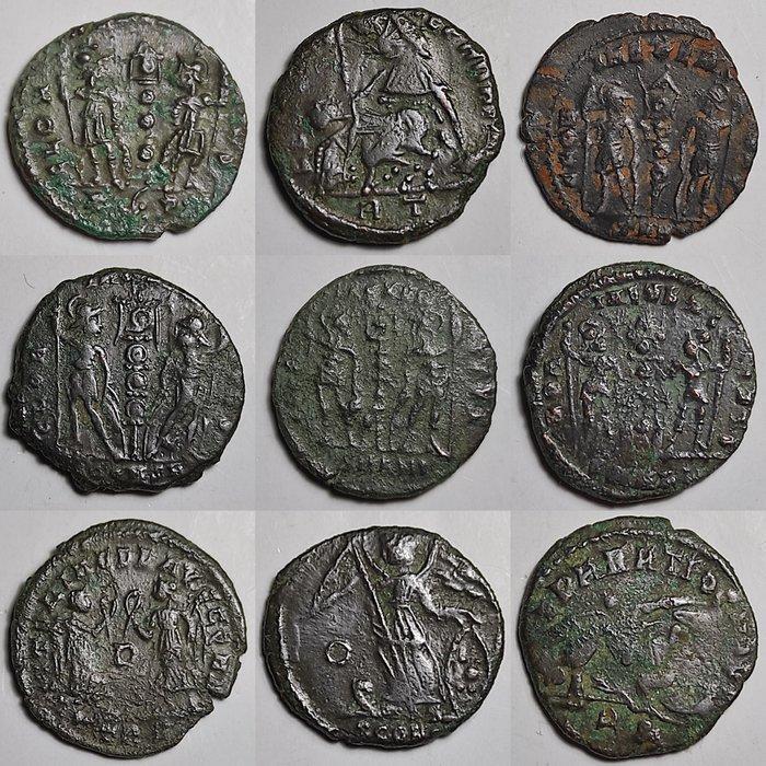 Romeinse Rijk Lot of 9 Roman coins 4th century AD (Zonder, Postzegels en Munten, Munten | Europa | Niet-Euromunten