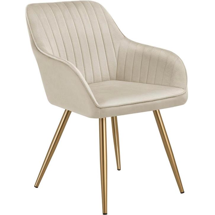 tectake Eetkamerstoel Marilyn, fluweeloptiek, doorgestikt -, Huis en Inrichting, Stoelen, Verzenden