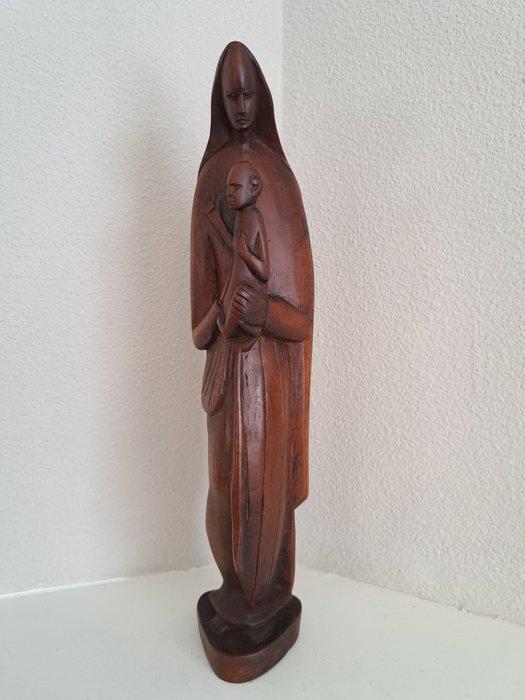 Beeld, Maria met kindje Jezus - 37.5 cm - Hout, Antiek en Kunst, Antiek | Boeken en Manuscripten