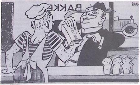 Mussert koopt kruiden op spotprent (lijst optie, Lithos), Antiquités & Art, Art | Lithographies & Sérigraphies, Envoi