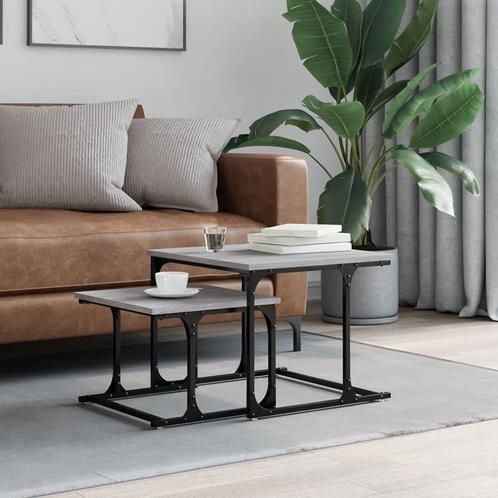 vidaXL 2-delige Tafeltjesset bewerkt hout grijs sonoma, Huis en Inrichting, Tafels | Salontafels, Nieuw, Verzenden