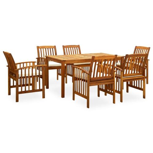 vidaXL 7-delige Tuinset met kussens massief acaciahout, Tuin en Terras, Tuinsets en Loungesets, Tuinset, Nieuw, Verzenden