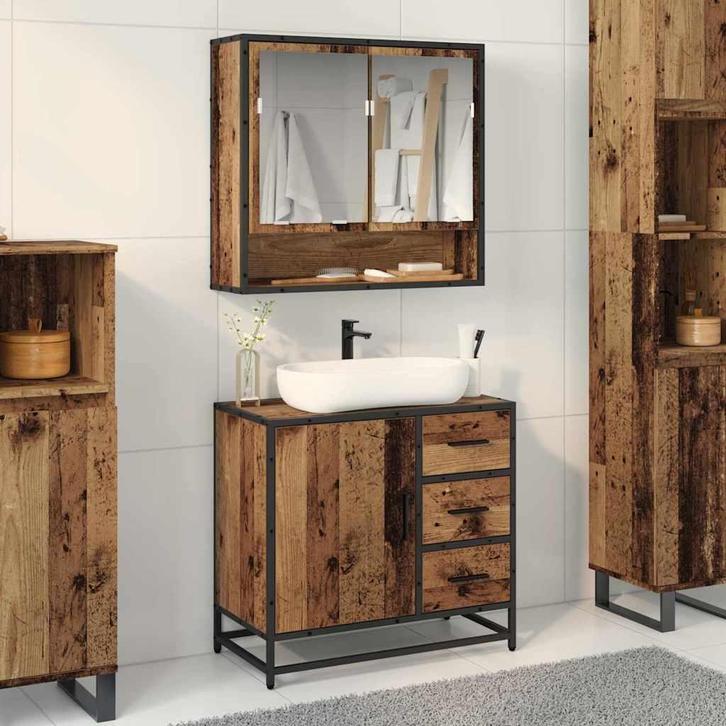 vidaXL Wastafel kabinet voor de badkamer Oud hout 65 x 33 x, Huis en Inrichting, Badkamer | Badkamermeubels, Nieuw, Verzenden