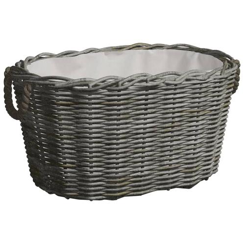 vidaXL Houtmand met handvatten 59x42x28 cm wilgenhout grijs, Tuin en Terras, Brandhout, Verzenden