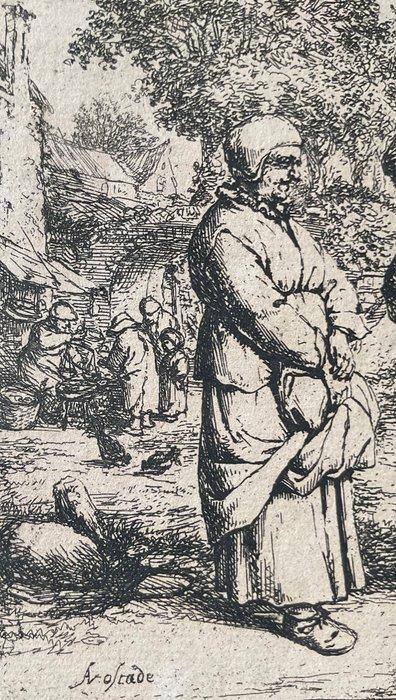 Adriaen van Ostade (1610-1685) - Due donne in conversazione, Antiek en Kunst, Antiek | Overige Antiek