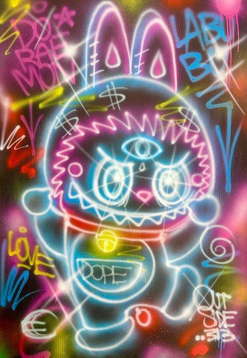 Outside313 - Labubu X Doraemon - Neon black edition, Antiek en Kunst, Kunst | Schilderijen | Modern