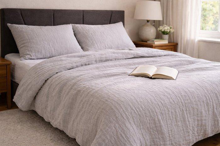 Set Laken Mussola Tweepersoons 220x240 cm Grijs - 100%, Antiek en Kunst, Antiek | Tapijten, Tafelkleden en Textiel