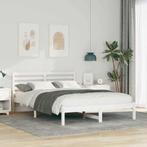 vidaXL Bedframe met hoofdeinde Wit 140 x 210 cm Massief, Huis en Inrichting, Slaapkamer | Bedden, Verzenden, Nieuw