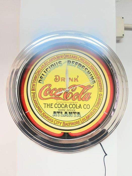 Coca-Cola - neon Coca-Cola horloge - Lichtbord - Plastic,, Antiquités & Art, Antiquités | Assiettes décoratives & Carrelages
