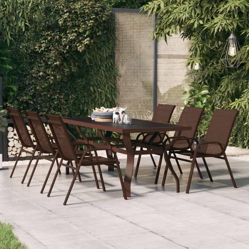 vidaXL Table de jardin Marron et noir 180x80x70 cm Acier, Tuin en Terras, Tuinsets en Loungesets, Verzenden