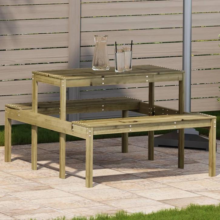 vidaXL Picknicktafel 110x134x75 cm geïmpregneerd grenenhout, Tuin en Terras, Tuintafels, Nieuw, Verzenden
