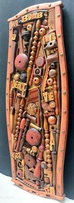 sculptuur, NO BOMB PEACE & VIE - 89 cm - Hout