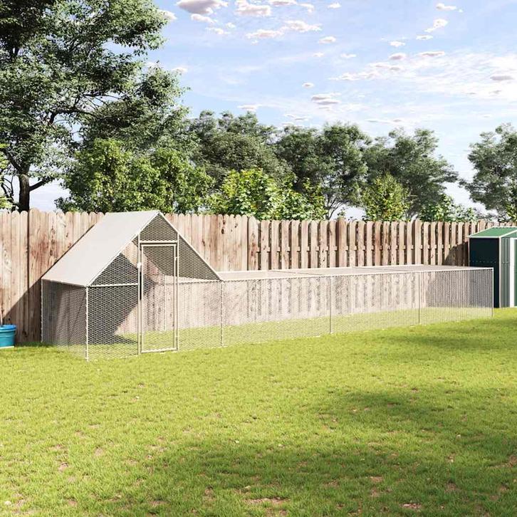 vidaXL Kippenren 8x2x2 m gegalvaniseerd staal, Dieren en Toebehoren, Knaagdieren en Konijnen | Hokken en Kooien, Nieuw, Verzenden