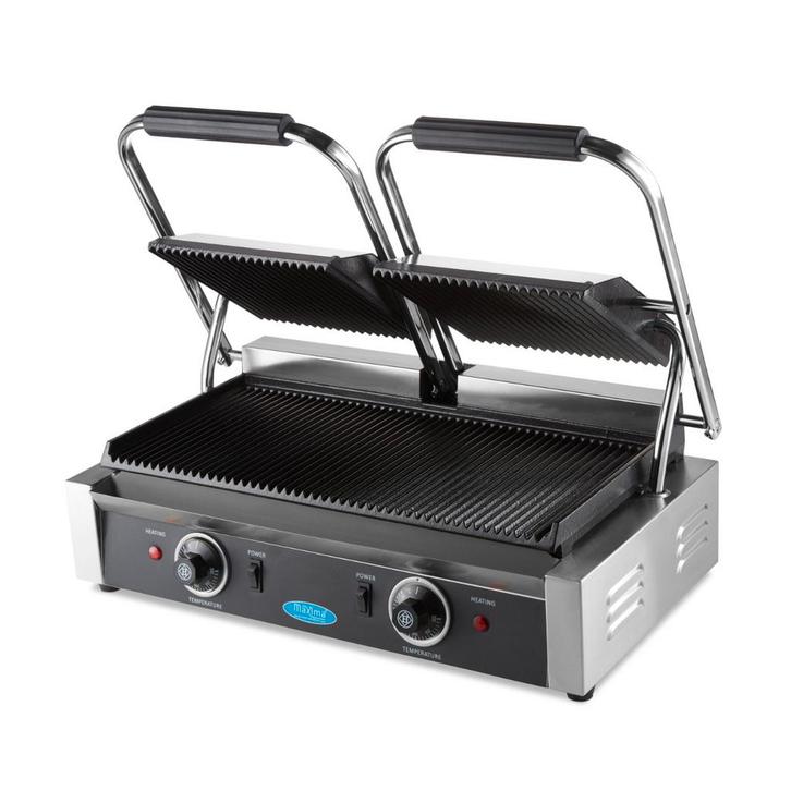 Contactgrill - Gegroefd - Dubbele Grillplaat - 2 x 22 cm, Elektronische apparatuur, Contactgrills, Nieuw, Verzenden