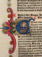 Biblia, Vulgata, IEsra - ncunable, Miniatura, Amanuensi,, Antiek en Kunst
