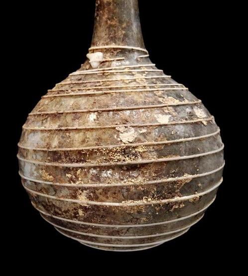 Romain antique - Bouteille en verre avec filet appliqué en, Antiek en Kunst, Antiek | Overige Antiek