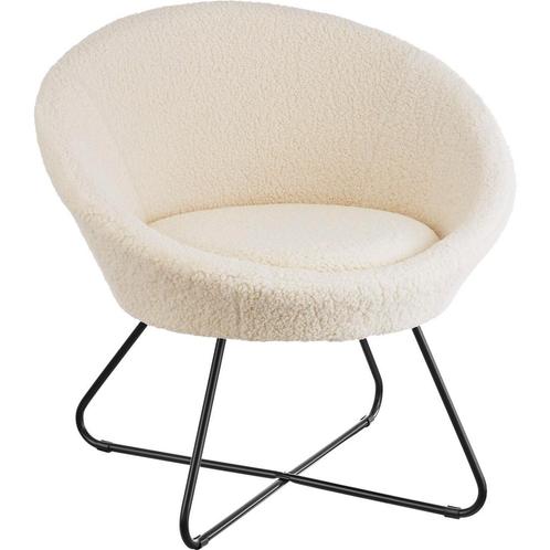 tectake Loungestoel Centera, gestoffeerd, rond - Bouclé gebr, Huis en Inrichting, Stoelen, Verzenden