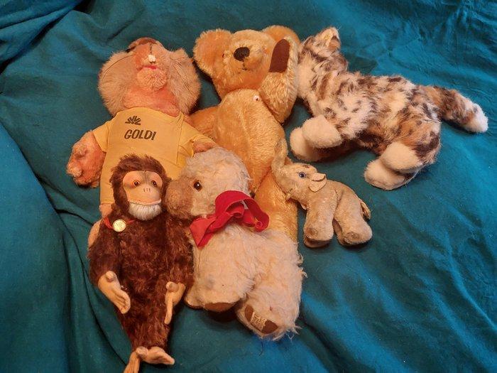 Steiff, hermann en Merrythought - Figuur (6) - mohair en, Antiek en Kunst, Antiek | Speelgoed