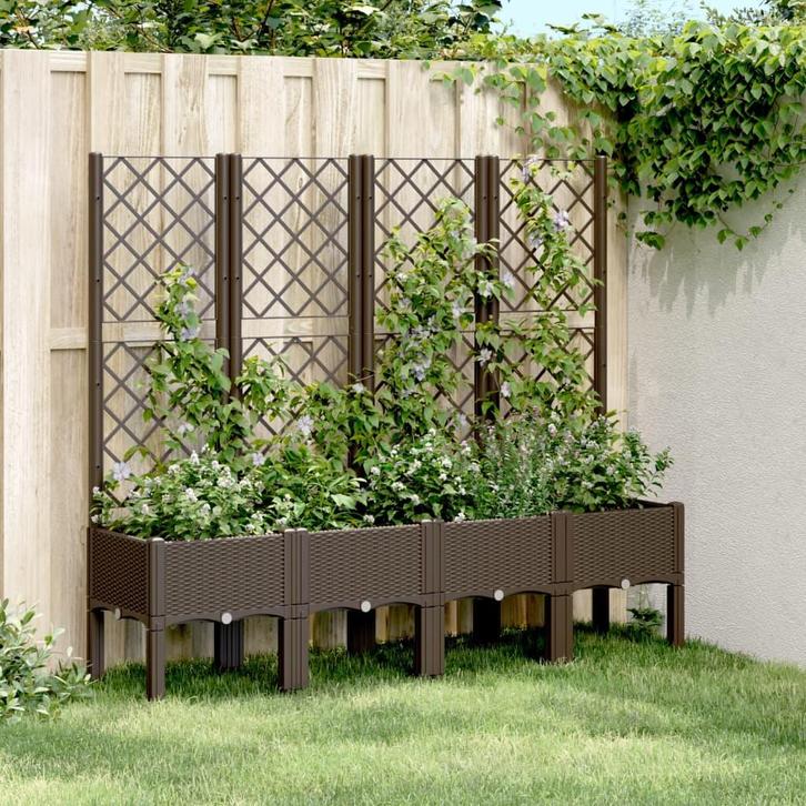 vidaXL Plantenbak met latwerk 160x40x142 cm polypropeen, Tuin en Terras, Bloempotten, Nieuw, Verzenden