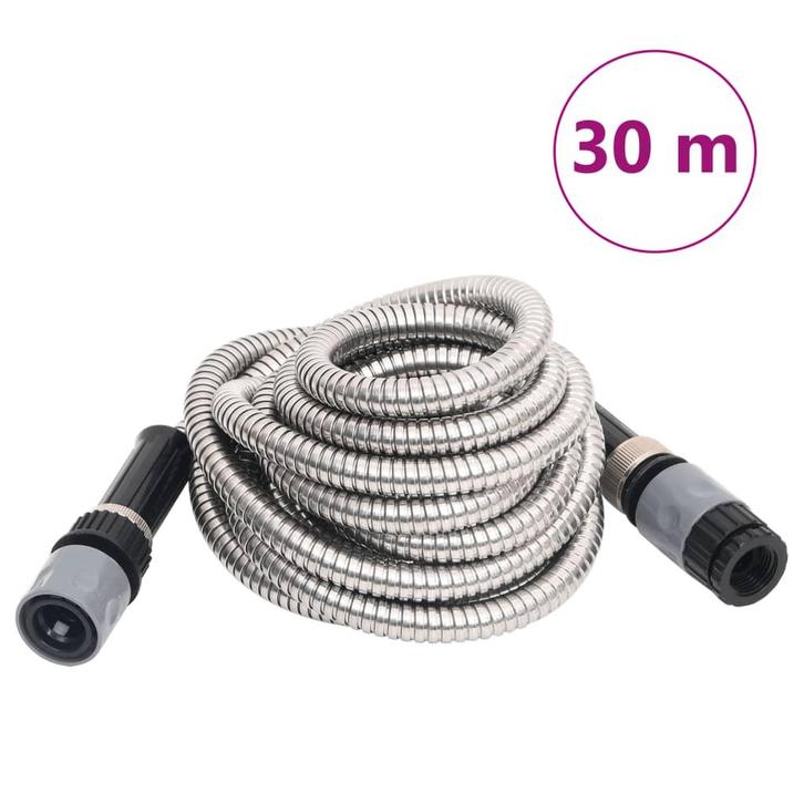 vidaXL Tuinslang met sproeikop 0,6 30 m roestvrij staal, Tuin en Terras, Tuinslangen, Nieuw, Verzenden