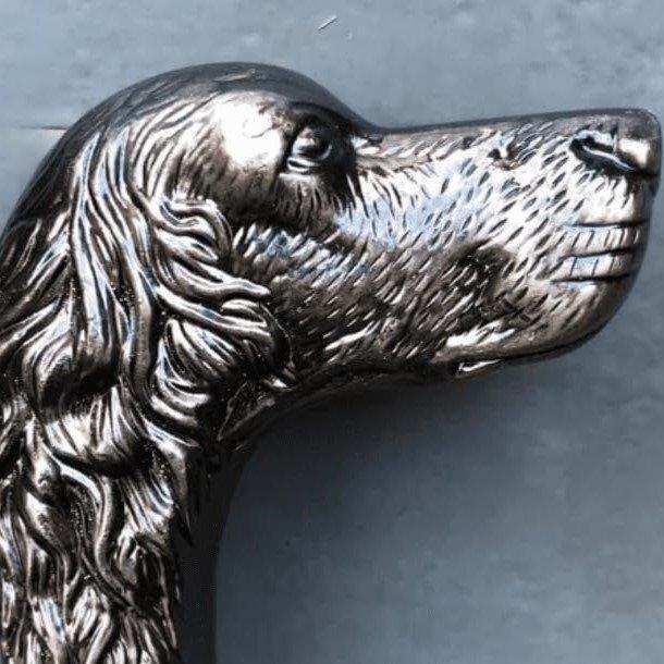 Canne de marche - Argenté foncé avec une baguette en métal., Antiek en Kunst, Kunst | Designobjecten