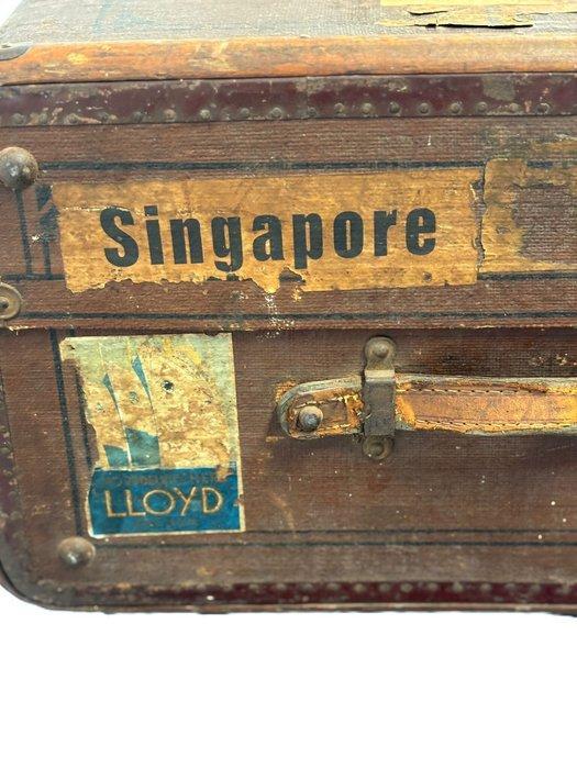 Reis-icoon - hout-leer - Originele leren hutkoffer, Antiek en Kunst, Curiosa en Brocante