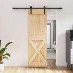 vidaXL Schuifdeur met beslag 70x210 cm massief grenenhout, Doe-het-zelf en Bouw, Deuren en Vliegenramen, Verzenden, Nieuw