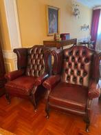 Fauteuil (2) - Leder, Hout - Chesterfield