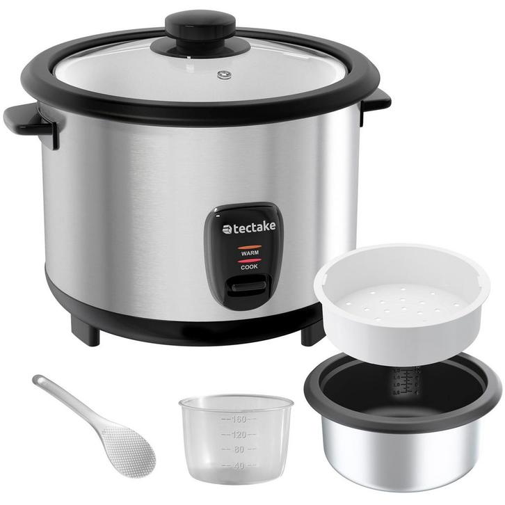 tectake Rijstkoker met stoominzet, 1,8 l, warmhoudfunctie -, Antiek en Kunst, Antiek | Keukengerei, Verzenden