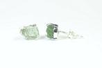 2 clous doreilles en moldavite / brut / neuf 925. Argent