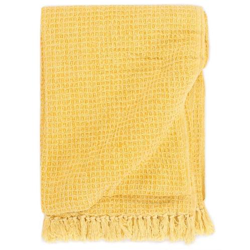 vidaXL Plaid 160x210 cm katoen mosterdgeel, Huis en Inrichting, Slaapkamer | Bedden, Nieuw, Verzenden